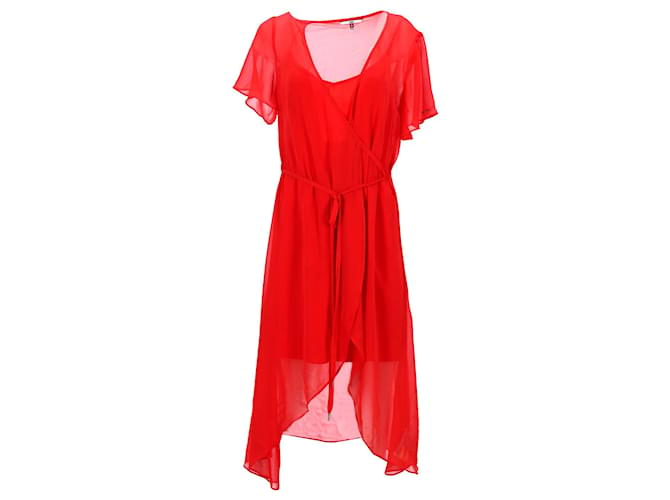 Tommy Hilfiger Womens Chiffon Wrap Dress in Red Polyester  ref.1137941