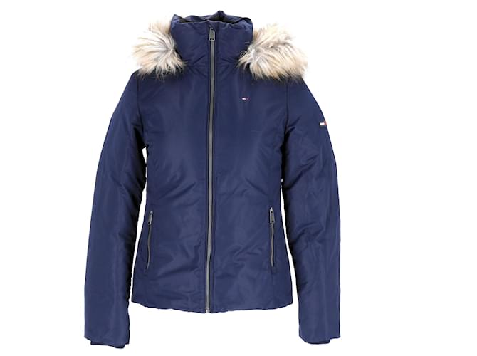 Tommy Hilfiger Womens Hooded Down Jacket Blue Polyester  ref.1137953