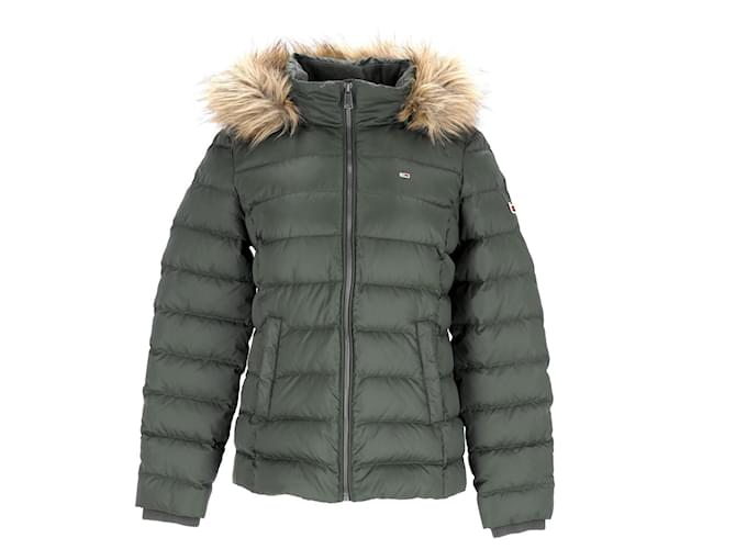 Tommy Hilfiger Womens Essential Hooded Down Jacket Green Polyester  ref.1137957