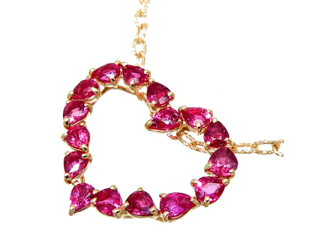 & Other Stories 18K Sapphire Heart Necklace Pink Metal  ref.1137964