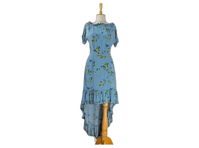 Abito Baum und Pferdgarten in viscosa blu multicolore