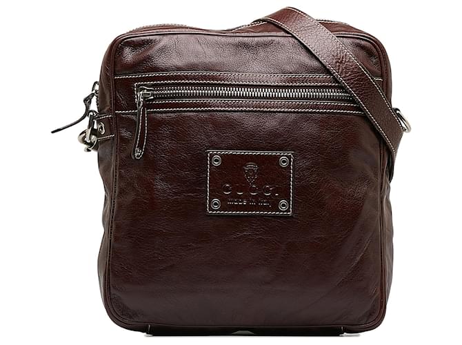 Gucci Brown Leather Crossbody Bag Dark brown Pony-style calfskin  ref.1138168