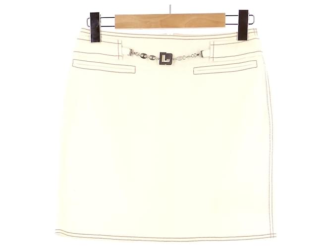 Paco Rabanne Skirt suit Cream Cotton  ref.1138260