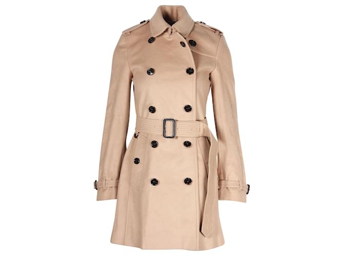 Burberry London Double-Breasted Coat in Beige Cashmere Wool  ref.1138273