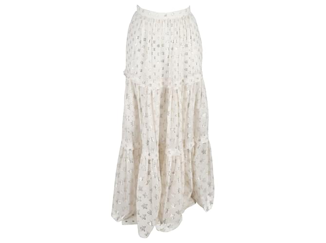 Temperley London Start Print Maxi Skirt in White Polyester  ref.1138279