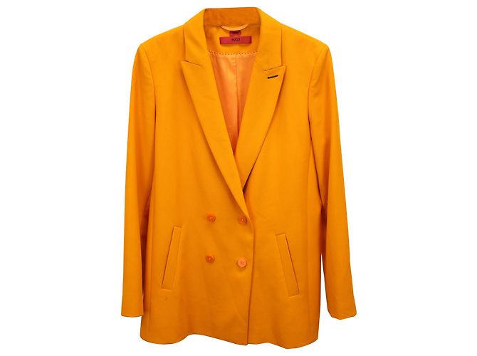 Hugo Boss Double-Breasted Blazer in Orange Polyester