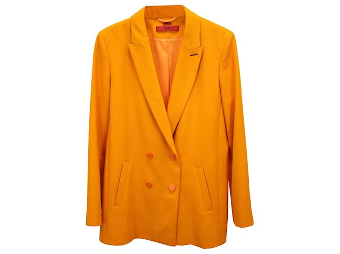 Hugo Boss Double-Breasted Blazer in Orange Polyseter Polyester  ref.1138284