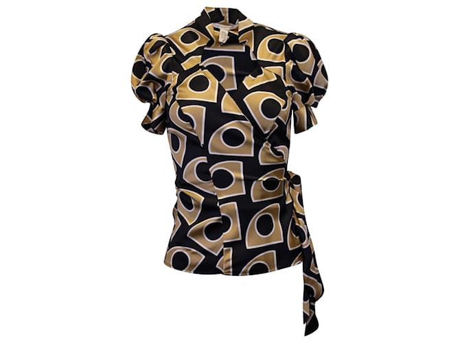 Blusa envolvente estampada Diane Von Furstenberg Irlan em seda multicolorida Multicor  ref.1138285