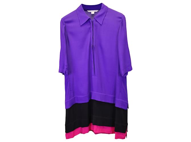 Diane Von Furstenberg Colorblock Layered Shirt Dress in Multicolor Viscose Multiple colors Cellulose fibre  ref.1138290