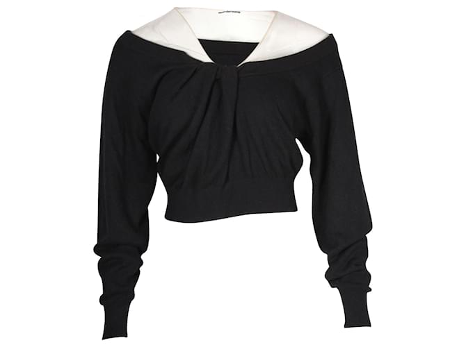 Alexander Wang Cropped Off The Shoulder Sweater in Black Wool  ref.1138300
