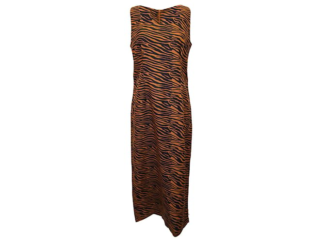 Lisa Marie Fernandez Zani Zebra-Print Mini Dress in Brown Linen  ref.1138305