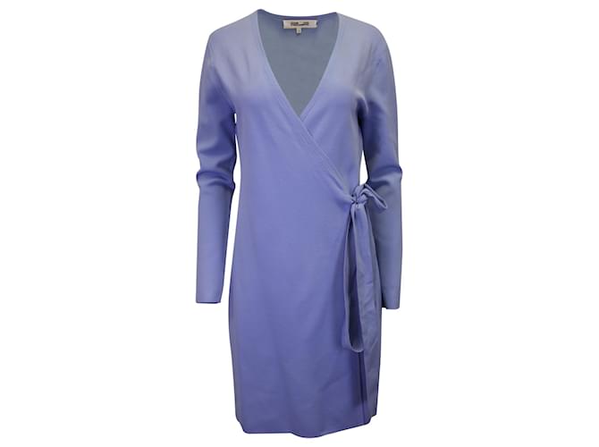 Diane Von Furstenberg Nuovo mini abito a portafoglio Julian in viscosa blu Fibra di cellulosa  ref.1138306