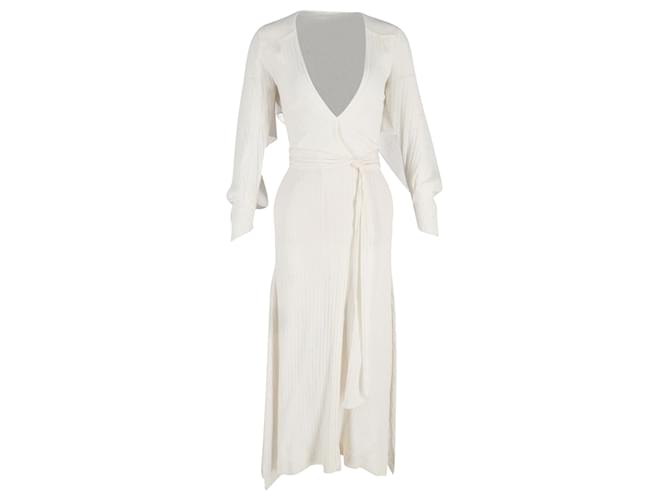 Roland Mouret Kleid mit tiefem Ausschnitt und Gürtel aus cremefarbener Baumwolle Weiß Roh  ref.1138314