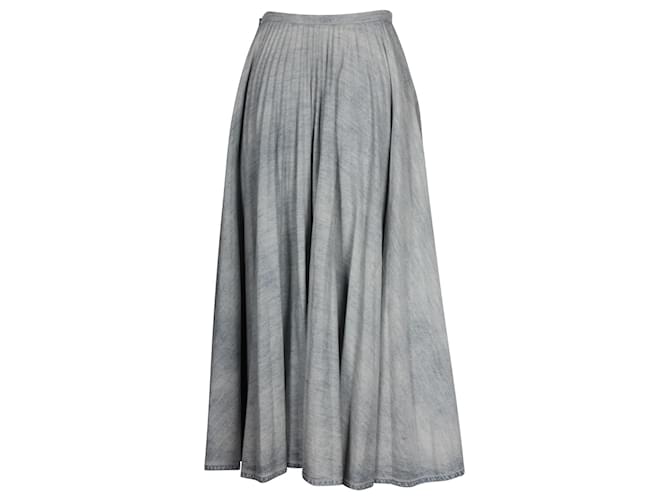 Dior Pleated Midi Length Skirt in Light Blue Denim Cotton  ref.1138322