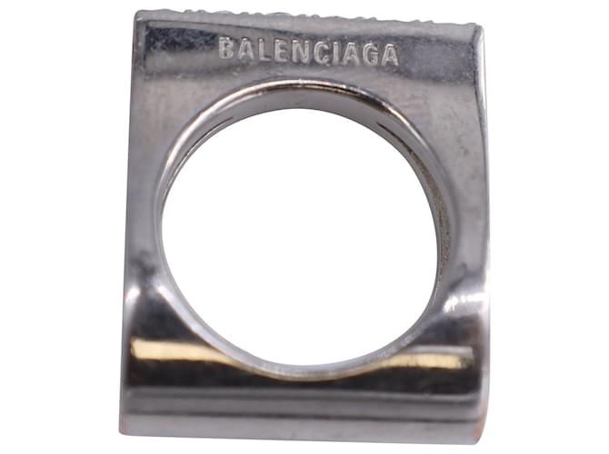 Balenciaga Anel embelezado com cristal Blaze em metal prateado Prata Metálico  ref.1138326
