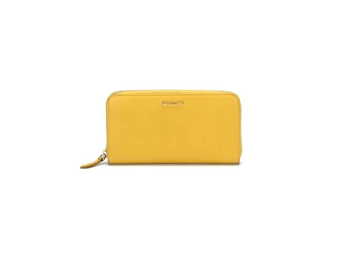Fendi Leather Long Wallet Yellow  ref.1138343