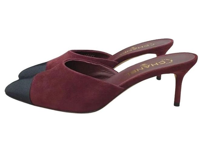 Chanel Bicolor CC Cap Toe Mules Ebano