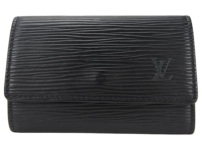 Louis Vuitton 6 Titular de la clave Negro Cuero  ref.1138469