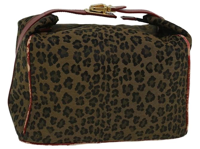 FENDI Leopard Hand Bag Nylon Brown Red Auth th4301  ref.1138614
