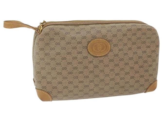 GUCCI Micro GG Canvas Clutch Bag PVC Leather Beige Auth bs9979  ref.1138615