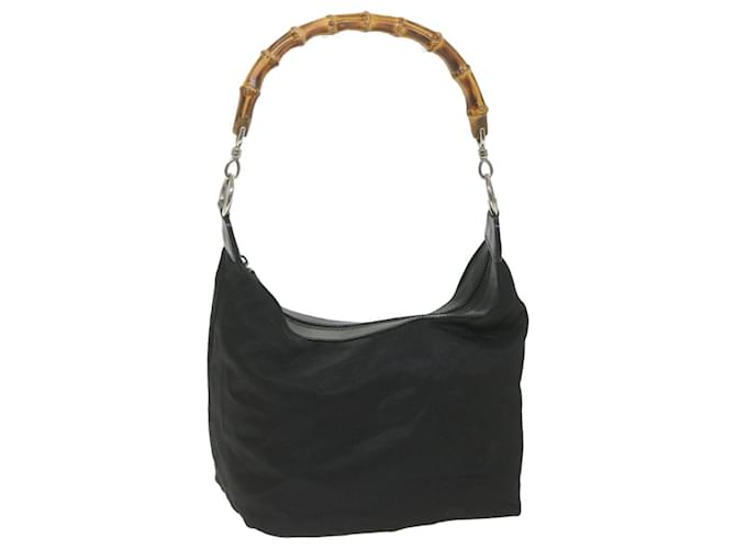 GUCCI Bamboo Shoulder Bag Nylon Black Auth bs9975  ref.1138616