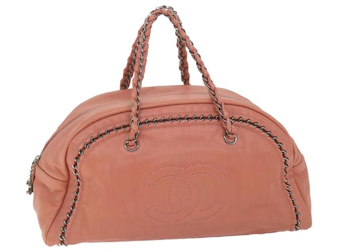 CHANEL Chain Boston Bag Leather Pink CC Auth fm2794  ref.1138644