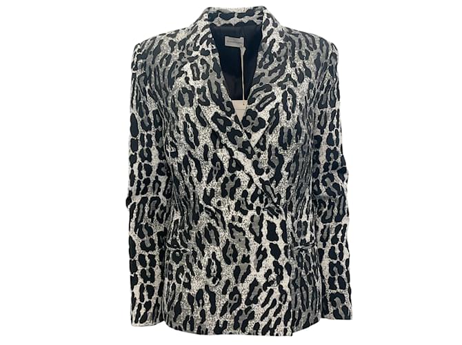 Autre Marque Par Malene Birger Silver / Blazer noir à imprimé animal Coton  ref.1139101