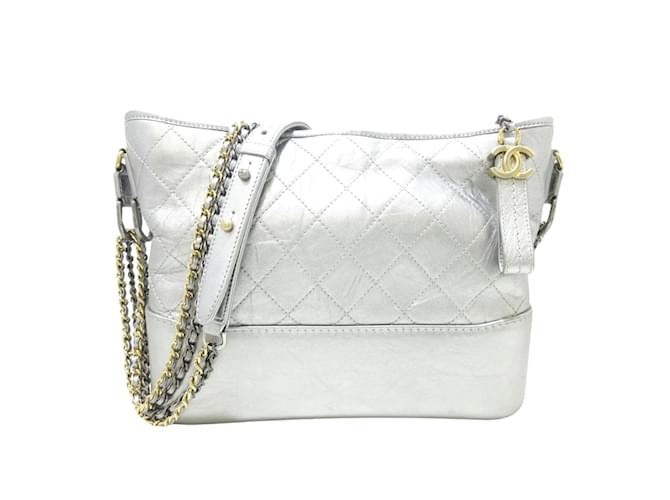 Chanel Gabrielle Silvery Leather  ref.1139936