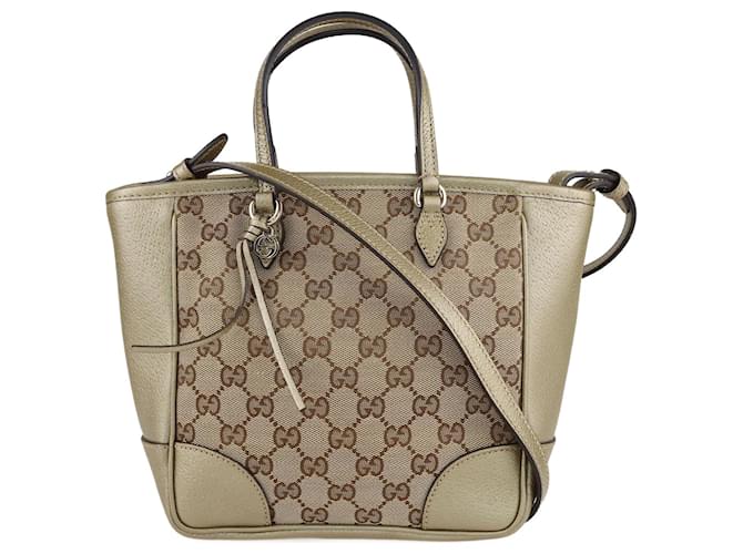 Gucci Metallic Beige GG Bree Tote Bag Leather  ref.1141495