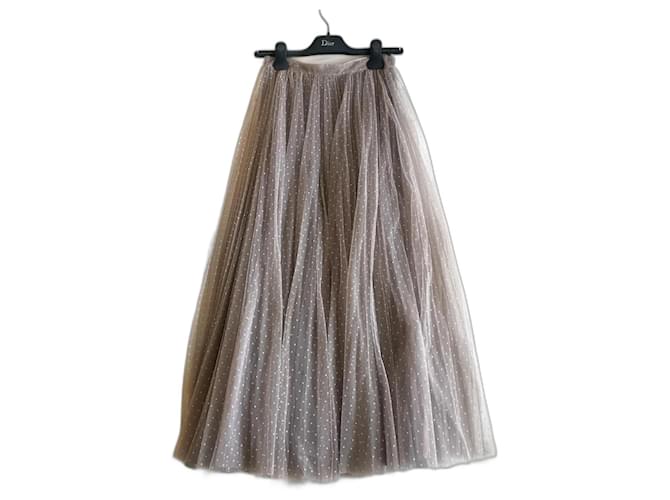 Christian Dior silk tulle skirt FR36 Grey  ref.1141698