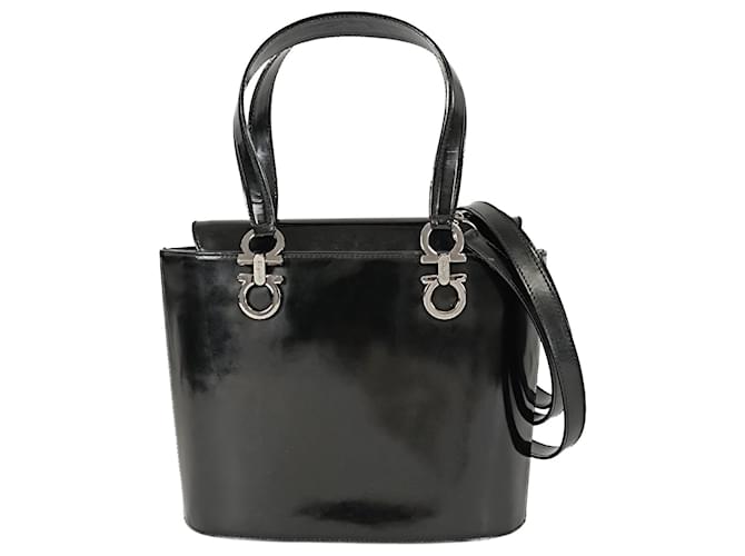 Salvatore Ferragamo bucket bag with Gancini model shoulder strap Black Leather  ref.1141817