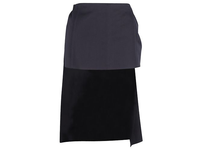 Prada MIni Saia com Cauda em Cetim Azul Marinho