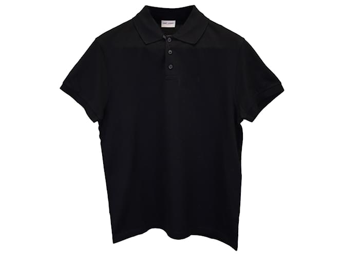 Saint Laurent Monogram Polo Shirt in Black Cotton  ref.1142069