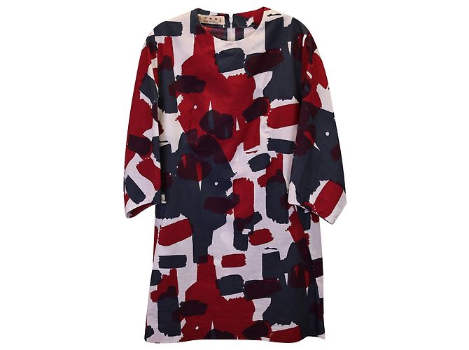 Marni Abstract-Print Mini Dress in Multicolor Polyester