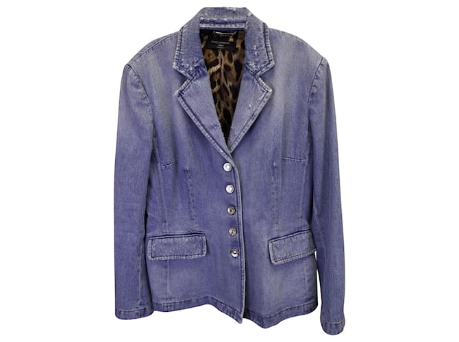 Dolce & Gabbana Giacchina Denim Distressed Jacket in Blue Denim Cotton  ref.1142080