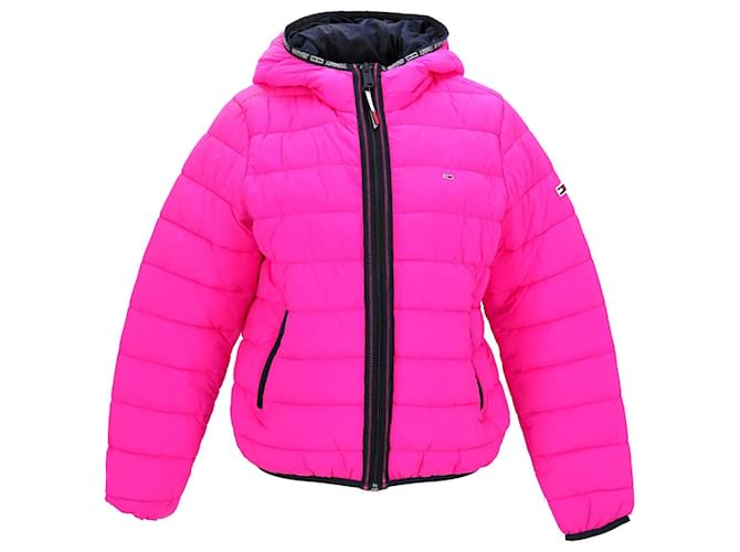 Tommy Hilfiger Womens Logo Trim Quilted Jacket Pink Nylon  ref.1142096