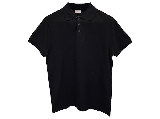Saint Laurent Monogram Polo Shirt in Black Cotton  ref.1142098