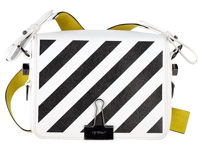 Off White Off-White Binder Clip Diagonal Flap Bag in White Leather  ref.1142099