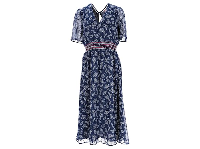 Tommy Hilfiger Womens Short Sleeve Open Back Dress in Blue Polyester  ref.1142100