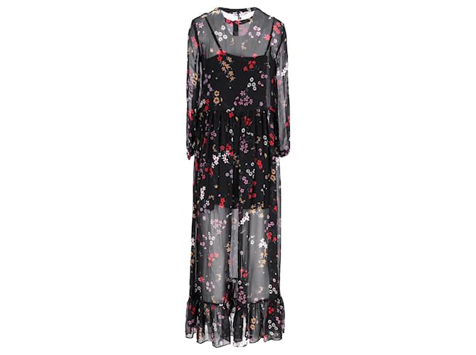 Tommy Hilfiger Womens Ruffled Maxi Dress in Black Polyester  ref.1142109