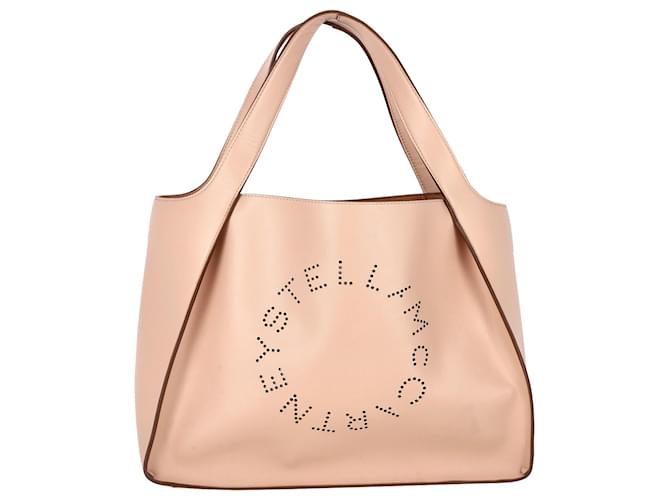 Stella Mc Cartney Stella McCartney Perforated Logo Tote Bag in Pink Faux Leather Synthetic Leatherette  ref.1142121