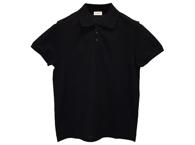Saint Laurent Monogram Polo Shirt in Black Cotton  ref.1142126