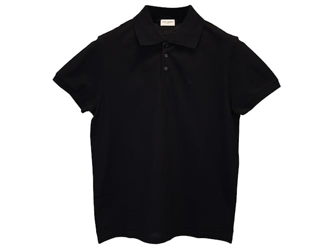 Camisa polo Saint Laurent Monogram em algodão preto  ref.1142127