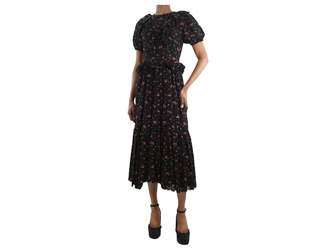 Ulla Johnson Vestido negro con volantes florales - talla EE. UU. 2 Algodón  ref.1142135