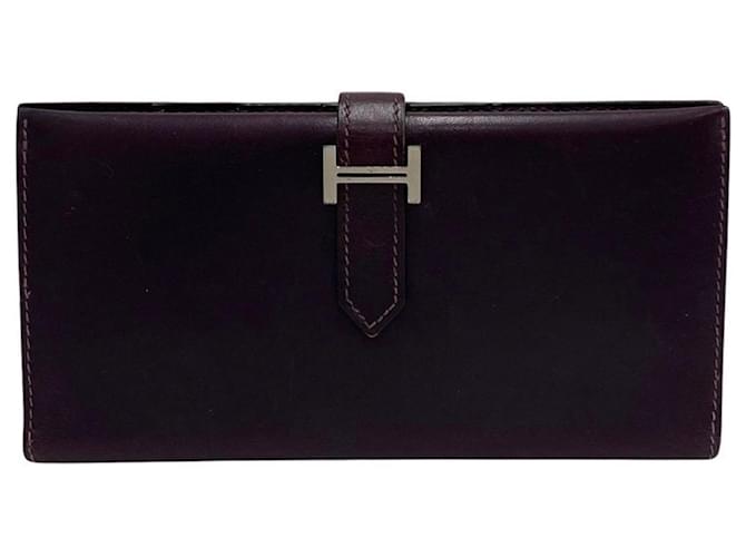 Béarn Hermès Bearn Purple Leather  ref.1142209