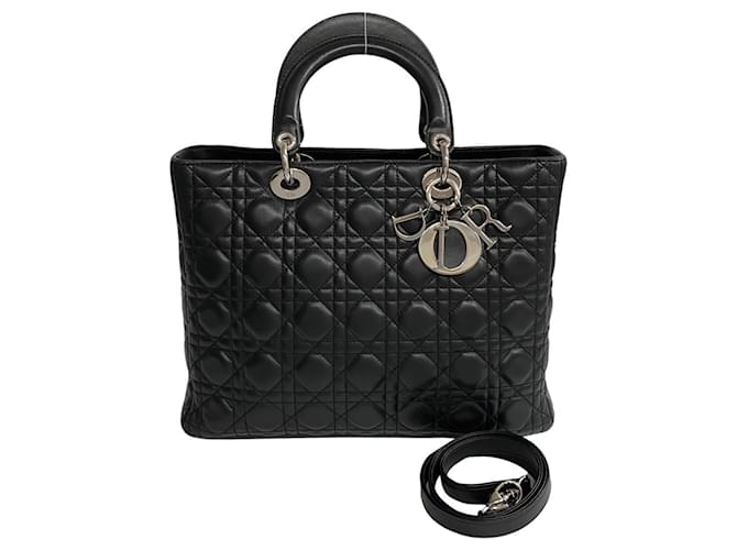 Dior Lady Dior Black Leather  ref.1142260