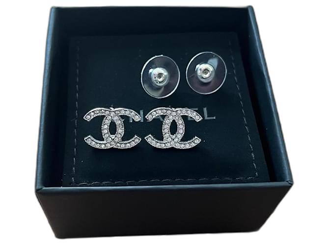 Chanel Logo Earrings Coco Mark Rhinestone CC Vintage Ladies' Accessories |  eBay