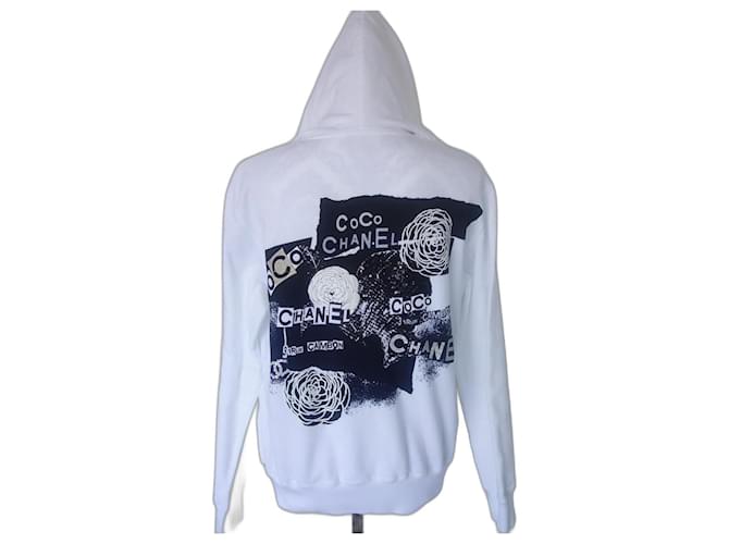 Cambon Chanel Coco hoodie Size S Black White Cotton  ref.1142316