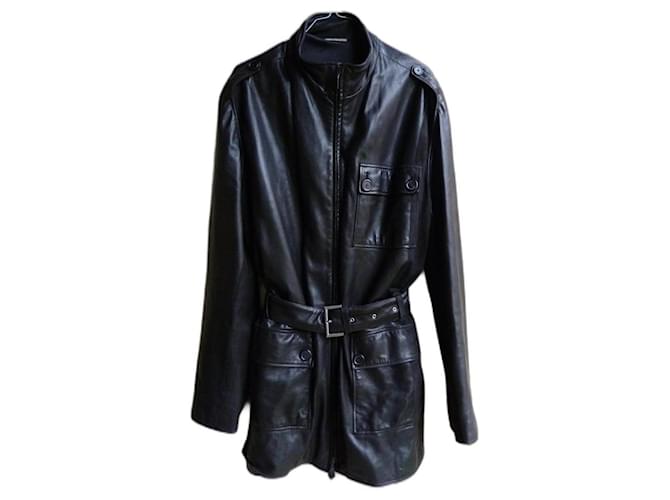 Hermès Coats, Outerwear Black Leather Lambskin  ref.1142332
