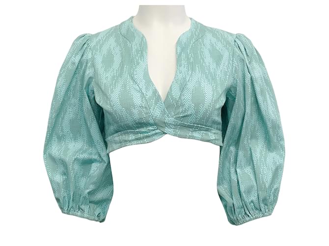 Autre Marque Alexis Jade Weave Iris Wrap Top Green Cotton  ref.1142342